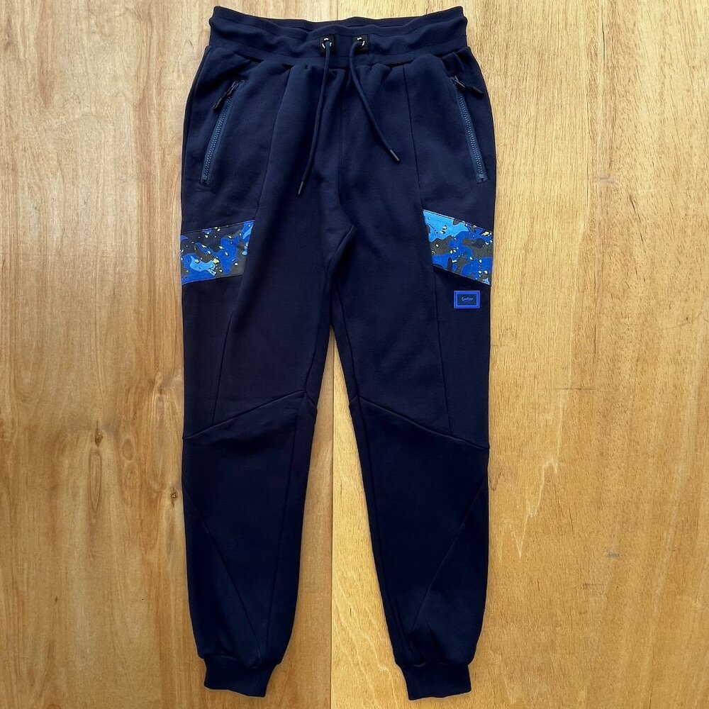 COOKIES MENDOCINO PANELED SWEATPANTS MEN’S sz M Fleece Royal Blue Zip Pockets
